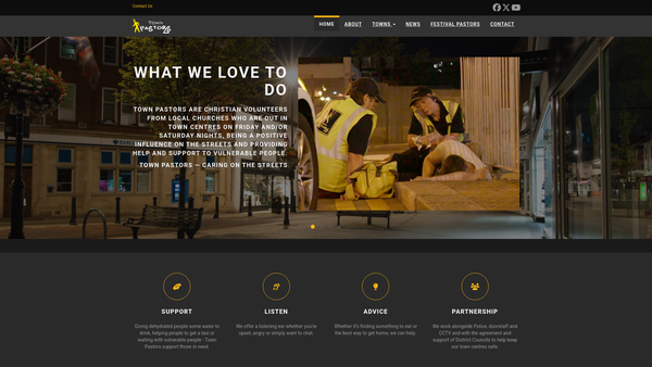 Screenshot of the Town Pastors website
