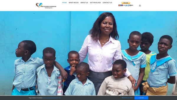 Screenshot of the Pégé Children Foundation website