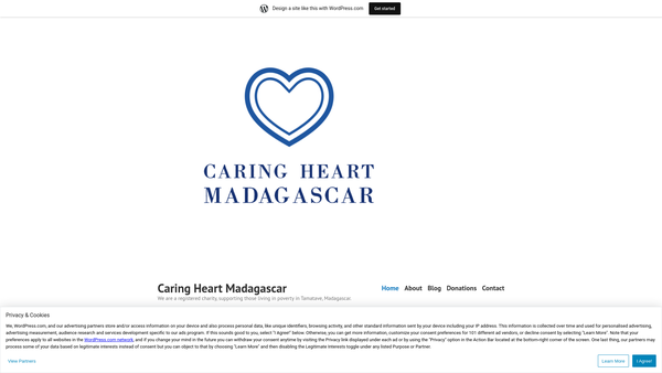 Screenshot of the Caring Heart Madagascar website