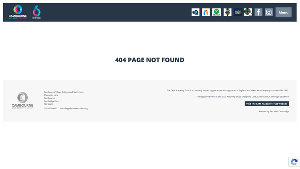 Screenshot of the Cambourne Village College Charitable Trust website