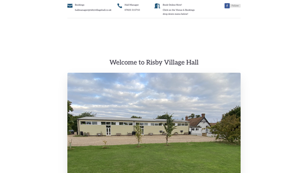 Screenshot of the Risby Village Hall Charity Trust website