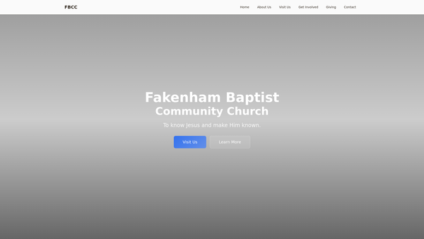 Screenshot of the Fakenham Baptist Community Church website