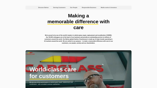 Screenshot of the Belron Ronnie Lubner Charitable Foundation website