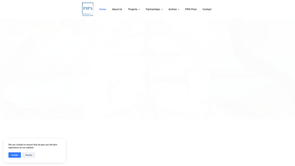 Screenshot of the The Pipa Foundation website