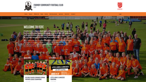Screenshot of the Formby Community Football Club website