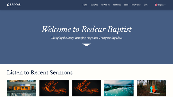Screenshot of the Redcar Baptist Church website
