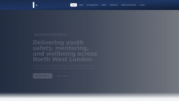 Screenshot of the Hilltop Circle website
