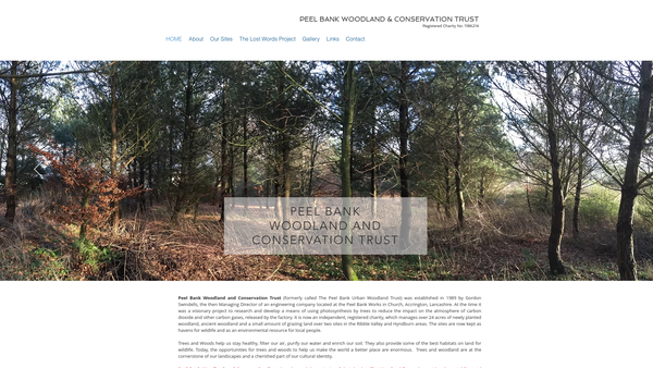 Screenshot of the Peel Bank Woodland And Conservation Trust website