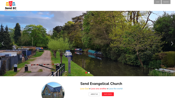 Screenshot of the Send Evangelical Church website
