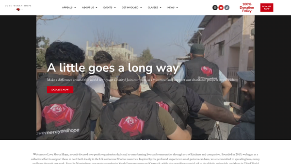 Screenshot of the Love, Mercy, Hope website