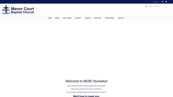 Screenshot of the Manor Court Baptist Church Nuneaton website