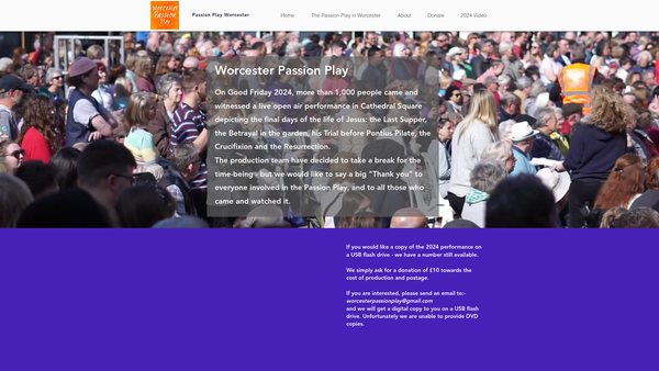Screenshot of the Worcester Passion Play Ltd website