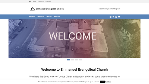 Screenshot of the Emmanuel Evangelical Church (Baptist) Newport website