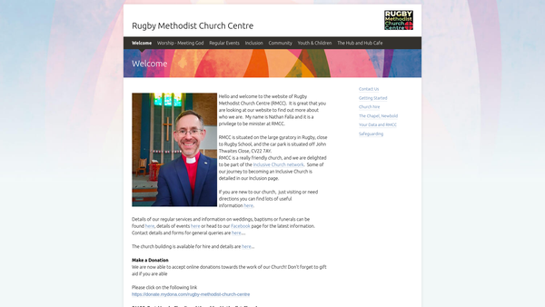 Screenshot of the Rugby Methodist Church Centre website