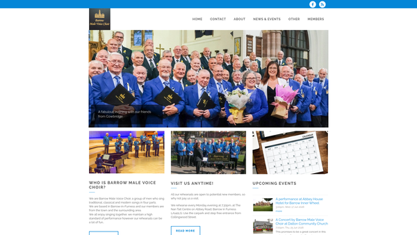 Screenshot of the Barrow Male Voice Choir website