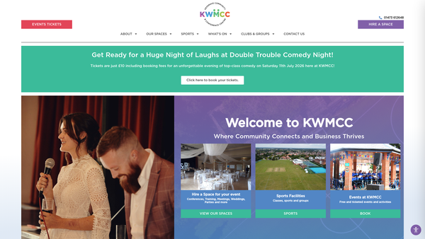 Screenshot of the Kesgrave War Memorial Community Centre website