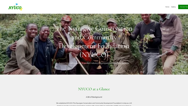 Screenshot of the The Nyungwe Conservation And Community Development Foundation (Nyuco) website