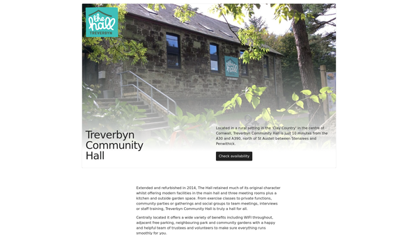 Screenshot of the Treverbyn Community Trust website