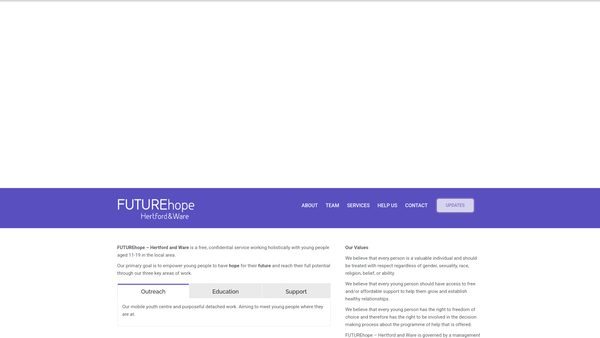 Screenshot of the Futurehope - Hertford And Ware website