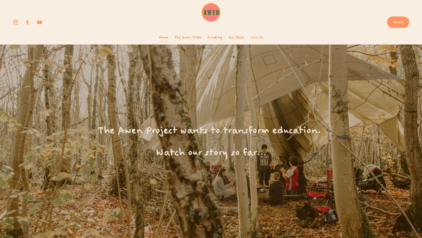Screenshot of the The Awen Project website