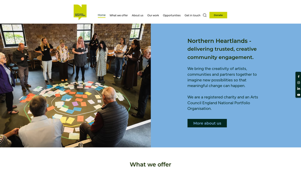 Screenshot of the Northern Heartlands website