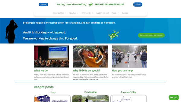 Screenshot of the Alice Ruggles Trust website