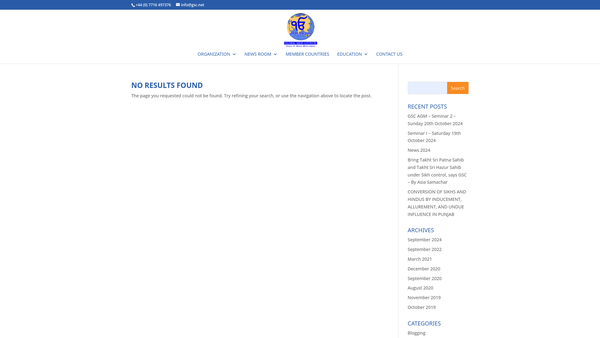 Screenshot of the Global Sikh Council website