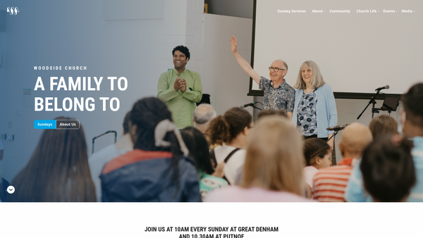 Screenshot of the Woodside Church website
