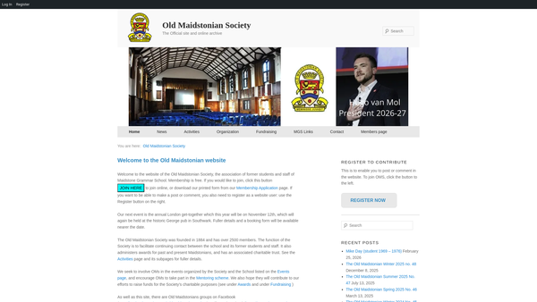 Screenshot of the Old Maidstonian Trust website