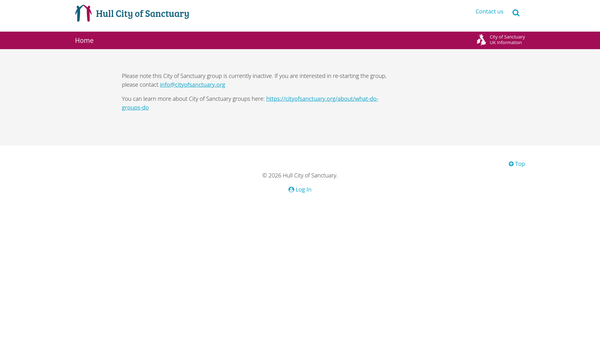 Screenshot of the Hull City Of Sanctuary website