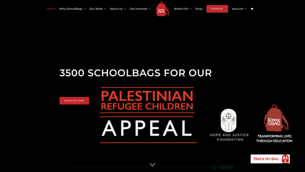 Screenshot of the School In A Bag website