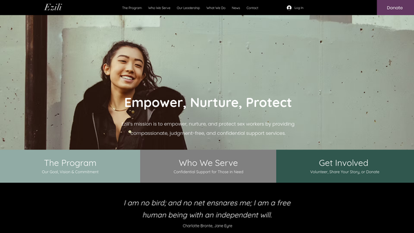 Screenshot of the Ezili website