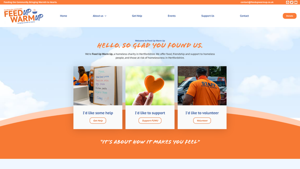 Screenshot of the Feed Up Warm Up website