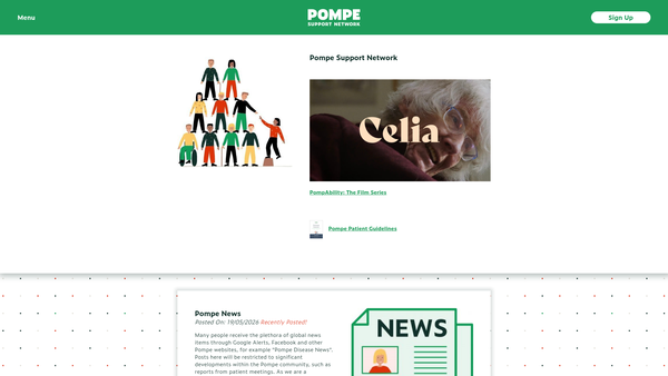 Screenshot of the Pompe Support Network website