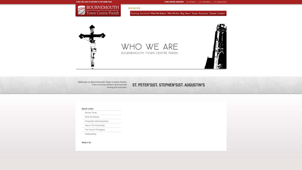Screenshot of the Parochial Church Council Of Bournemouth Town Centre Parish website