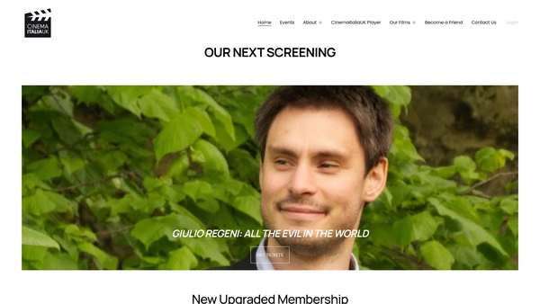 Screenshot of the Cinemaitaliauk website