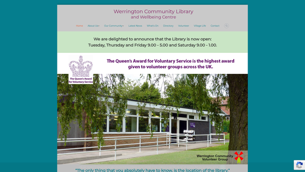 Screenshot of the Werrington Community Library & Wellbeing Centre website