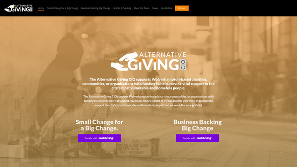Screenshot of the Alternative Giving CIO website