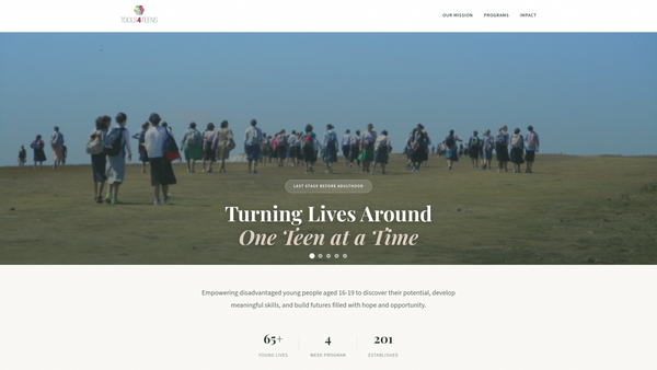 Screenshot of the Tools 4 Teens website