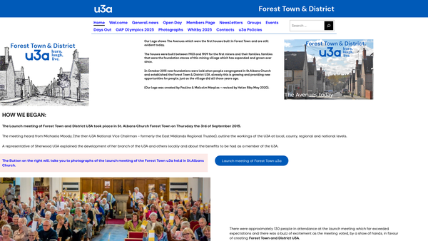 Screenshot of the Forest Town & District U3A website