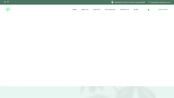 Screenshot of the Wellbeing Mindfulness And Martial Arts website