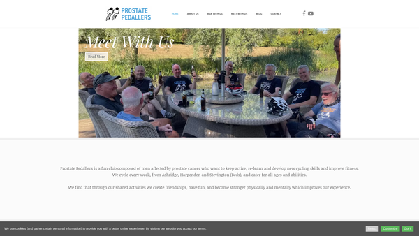 Screenshot of the Prostate Pedallers website