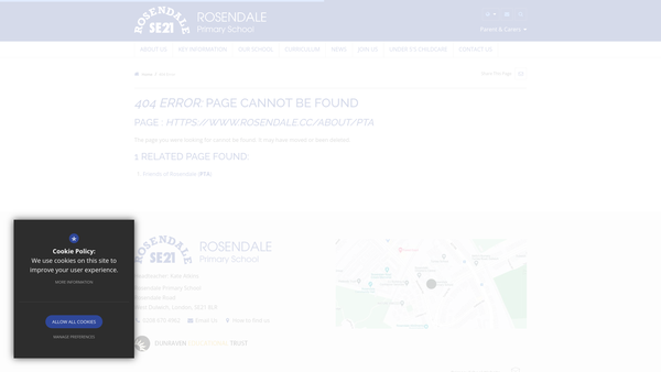 Screenshot of the Friends Of Rosendale Primary School website