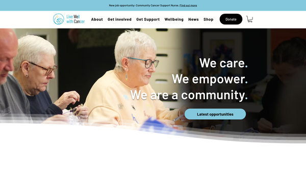 Screenshot of the Live Well With Cancer website