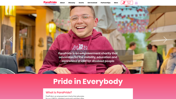 Screenshot of the Parapride website