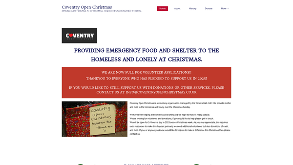 Screenshot of the The Grub And Gab Club Incorporating Coventry Open Christmas website