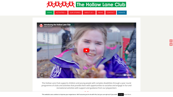 Screenshot of the The Hollow Lane Club website