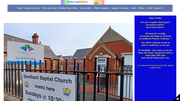 Screenshot of the Sandbach Baptist Church website