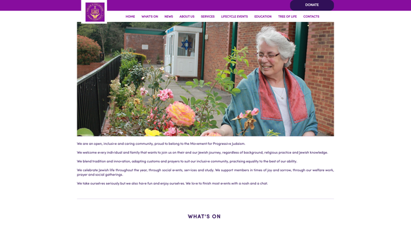 Screenshot of the Harlow and Chelmsford Jewish Community website