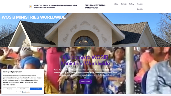 Screenshot of the World Outreach Saviour International Bible Ministries Worldwide website